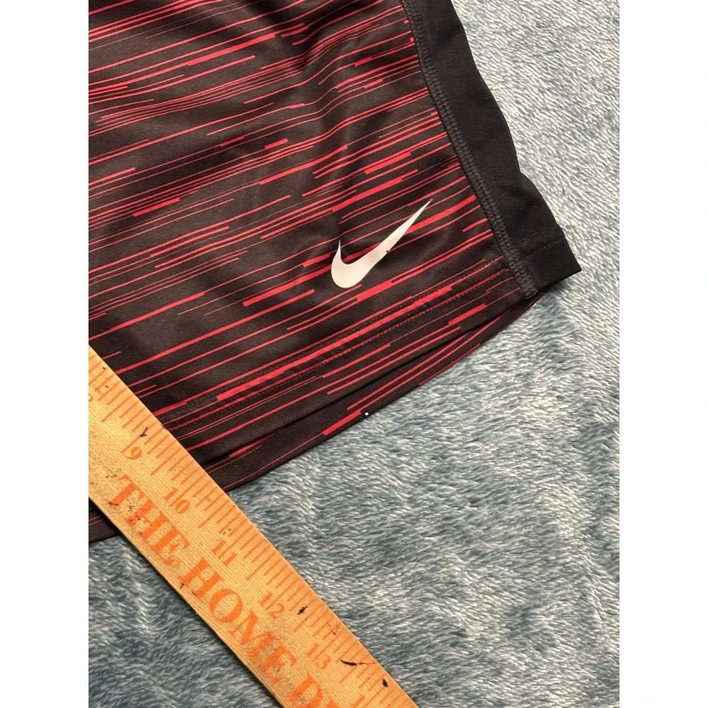 Nike Mens Medium Black Red Stripe Dri-Fit Athletic Shorts Gym Basketball